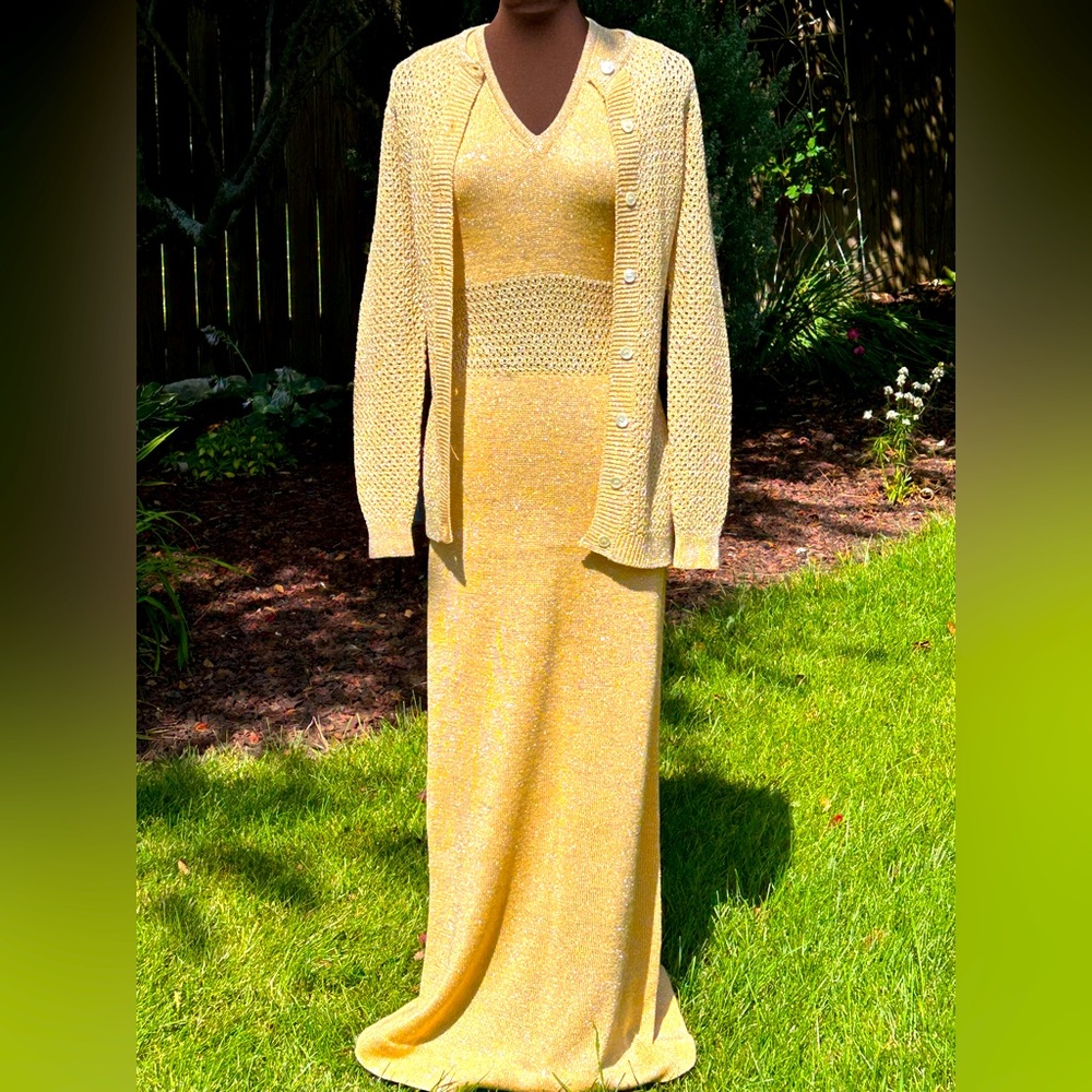 VINTAGE ANNE FOGARTY KNITS sS amazing sweater set-RARE FIND! Maxi dress/cardigan